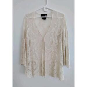 Anthony Original Cream Lace Top with Clasp - Cotton & Nilon Size L